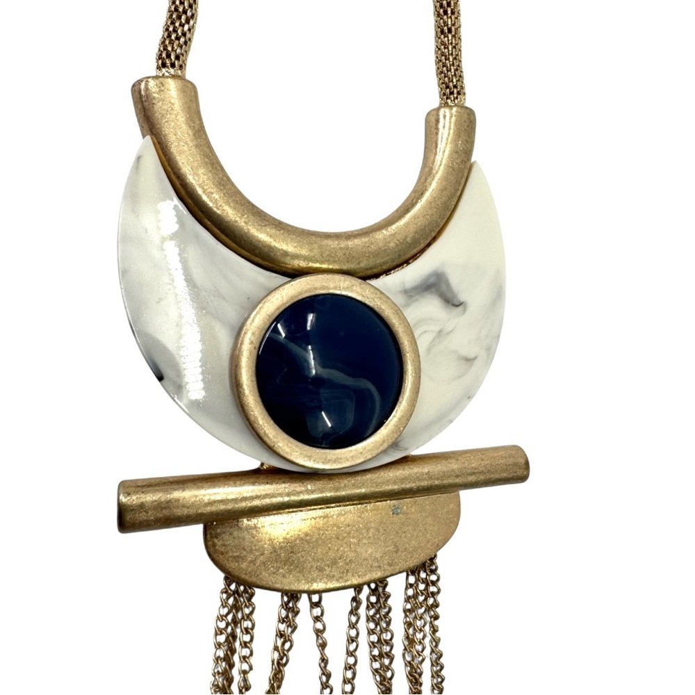 baublebar long faux marble stone gold tassel necklace 21"